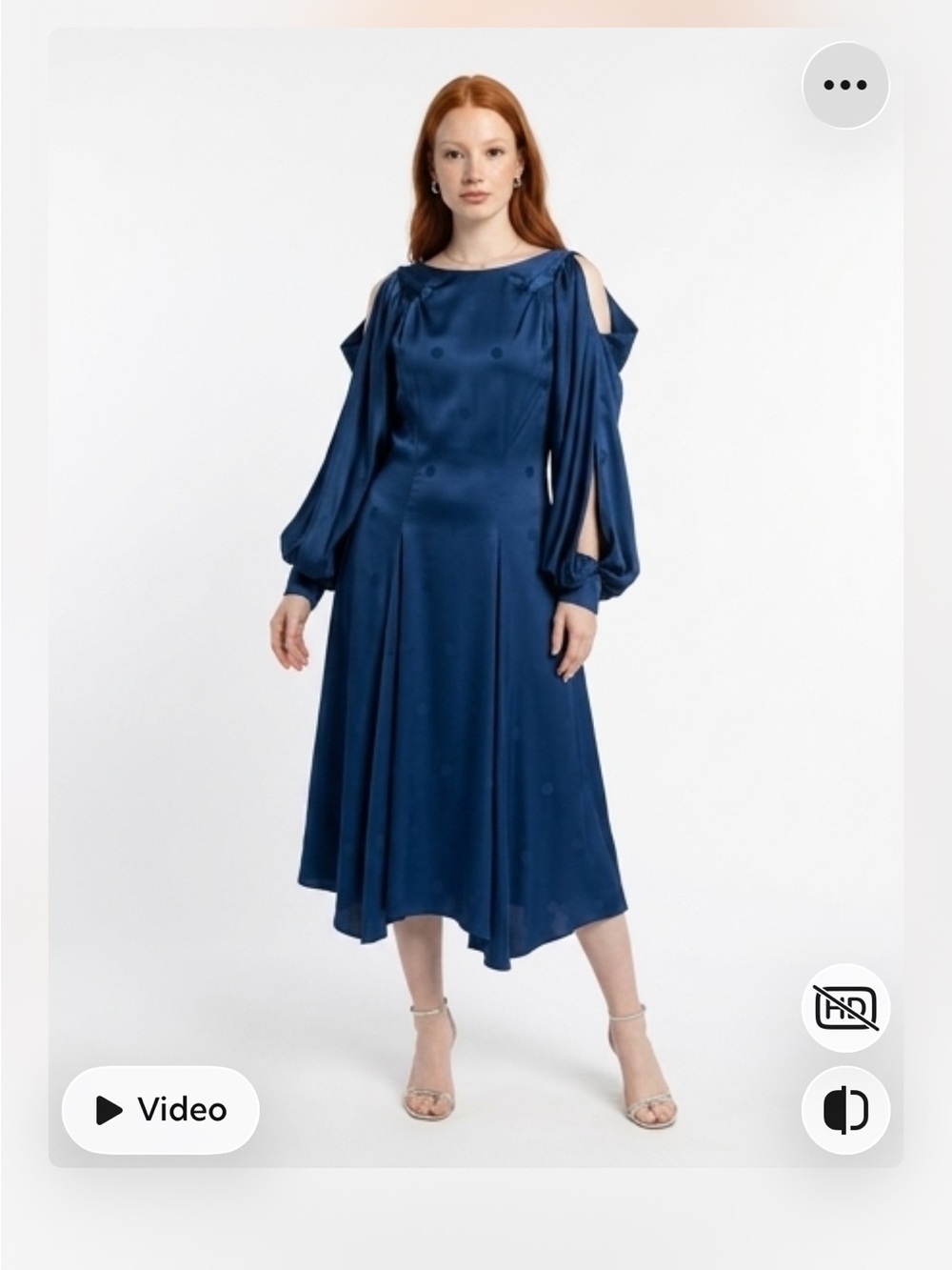 Vintage Zac Posen Navy Cold-Shoulder Midi Dress